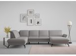 Wohnlandschaft SIT & MORE "Fashion U-Form", grau, B:338cm H:84cm T:207cm, Sofas, Wohnlandschaft, wahlweise mit Kopfteilverstellung, Vorziehsitz, motorisch, Metallfüße
