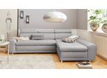 Ecksofa SIT & MORE "Riva L-Form", grau, B:272cm H:92cm T:169cm, Flachgewebe (100% Polyester);Luxus-Microfaser (100% Polyester);Struktur (100% Polyester), Sofas, Ecksofa, inklusive Kopteilverstellung, wahlweise mit Bettfunktion