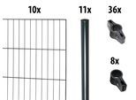 Einstabmattenzaun GARDEN 'N' MORE "mit Rundpfosten", grau (anthrazit), H:150cm L:20cm, Kunststoff, Stahl, Zaunelemente, 10 Elemente für 20 m, LxH: 200 x 150 cm, mit 11 Pfosten