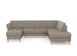 Wohnlandschaft SIT & MORE "Visby U-Form", braun (latte), B:303cm H:87cm T:213cm, Sofas, Wohnlandschaft, wahlweise mit Bettfunktion und Stauraum, frei im Raum stellbar