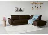 Ecksofa SIT & MORE "Sinatra L-Form", braun (dunkelbraun), B:251cm H:85cm T:220cm, 100% Polyester, Sofas, Ecksofa, mit Ottomane, optional mit Kopfteilverstellung und Armteilfunktion