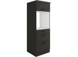 Backofenumbauschrank OPTIFIT "Palma", schwarz (anthrazit, anthrazit, anthrazit), B:60cm H:174,4cm T:60cm, Holzwerkstoff, Schränke, Backofenumbauschrank, Breite 60 cm, 3 Schubkästen, 1 Klappe