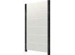 Zaun STAKET PRO, grau (anthrazit), Pfosten: 2 Stk., Aluminium, Glas, Zaunelemente, Glaszaun, Gesamtlänge: 1,217 m, 2 Pfosten