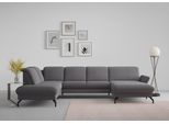 Wohnlandschaft SIT & MORE "Fashion U-Form", braun (espresso), B:338cm H:84cm T:207cm, Sofas, Wohnlandschaft, wahlweise mit Kopfteilverstellung, Vorziehsitz, motorisch, Metallfüße