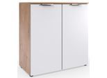 Kommode WIMEX "Level by fresh to go", weiß (front weiß, korpus plankeneiche nachbildung), B:81cm H:84cm T:41cm, Holzwerkstoff, Sideboards, Kommode, 2-türig mit soft-close Funktion, 81cm breit, 84cm hoch