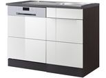 Spülenschrank KOCHSTATION "KS-Brindisi", weiß (weiß hochglanz, grafit), B:110cm H:85cm T:60cm, Holzwerkstoff, MDF, Schränke, Spülenschrank, 110 cm breit, inkl. Möbeltür für Geschirrspüler sowie Einbauspüle