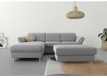 Ecksofa SIT & MORE "Apulia L-Form", grau (hellgrau), B:250cm H:78cm T:185cm, Webstoff (100% Polyester);Struktur weich (90% Polyester, 10% Polyamid);Luxus-Microfaser Euphoria (100% Polyester);Samtoptik (100% Polyester), Sofas, Ecksofa, wahlweise Bettfunktion, Bettkasten und Kopf- und Armteilverstellung