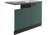 Spülenschrank OPTIFIT "Palma", grün (steingrün, antrhazit, antrhrazit), B:110cm H:84,8cm T:60cm, Holzwerkstoff, Schränke, Spülenschrank, Breite 110 cm, geeignet für teilintegrierte Geschirrspüler