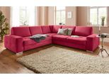 Ecksofa SIT & MORE "Santorini L-Form", rot, B:276cm H:82cm T:271cm, Struktur (100% Polyester);Struktur fein (95% Polyester, 5% Polyamid), Sofas, Ecksofa, mit Federkern und Sitztiefenverstellung, wahlweise mit Bettfunktion