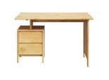 Schreibtisch HOME AFFAIRE "Luven, Computertisch", beige (natur, natur, natur), B:120cm H:76cm T:60cm, Tische, zertifiziertes Massivholz, mit 2 Schubkästen, Breite 120-140 cm