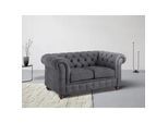 Home affaire Chesterfield-Sofa »Chesterfield 2-Sitzer B/T/H: 150/89/74 cm«, mit hochwertiger Knopfheftung, auch in Leder Home affaire anthrazit