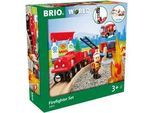 Brio World 33815 Feuerwehr-Set - Holzeisenbahn-Set Inklusive Feuerwehr-Auto Mit Licht Und Sound - Empfohlen Für Kinder Ab 3 Jahren