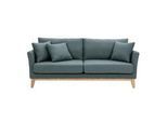 Skandinavisches 3-Sitzer-Sofa mit abnehmbarem Bezug aus graugrünem Stoff und hellem Holz OSLO