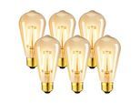 Bleosan - Lot de 6 Ampoules led 6W Edison Vintage E27 - Ampoule à filament ST64 2200K Blanc Chaud - Equivalent à Ampoule Incandescente 48W