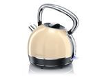 Arendo Wasserkocher Retro Design, 2200 Watt, Edelstahl Teekessel 1,7 Liter, Kalkfilter austauschbar, automatische Abschaltung, Beige