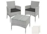 tectake® Rattanset, für 2 Personen, UV-beständig, 2 Bezugssets