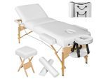 tectake® 3 Zonen Massageliege-Set, Breite 70 cm, Polsterung 10 cm, mit Holzgestell, 218 x 102 x 90 cm