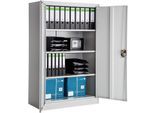 tectake® Aktenschrank, aus pulverbeschichtetem Stahl, 3 höhenverstellbare Einlegeböden, 140 x 90 x 40 cm