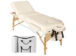 tectake® 3 Zonen Massageliege, Breite 70 cm, Polsterung 10 cm, mit Holzgestell, 218 x 102 x 90 cm