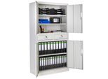 tectake® Aktenschrank, aus pulverbeschichtetem Stahl, 3 höhenverstellbare Einlegeböden, 180 x 80 x 40 cm