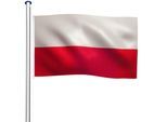 tectake® Fahnenmast, aus Aluminium, 6,25 m, inklusive Seilzug und Bodenhülse