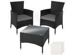 tectake® Rattanset, für 2 Personen, UV-beständig, 2 Bezugssets