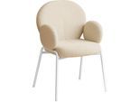 tectake® Stuhl, gepolstert mit Bouclé-Bezug, runde Stahlbeine, Belastbarkeit 120 kg, 61,5 x 62 x 90 cm