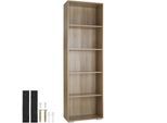 tectake® Bücherregal, MDF, bodenschonende Kunststofffüße, 60 x 30 x 190 cm
