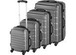 tectake® Hartschalenkoffer-Set, 4-teilig, aus robustem ABS-Kunststoff, 360° drehbare, abnehmbare Rollen, TSA-Zahlenschloss