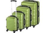 tectake® Hartschalenkoffer-Set, 4-teilig, aus robustem ABS-Kunststoff, 360° drehbare, abnehmbare Rollen, TSA-Zahlenschloss