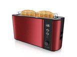 Arendo Toaster Langschlitz für 2 Scheiben, 1000 W, Brötchenaufsatz, Wärmeisoliert, Display, rot