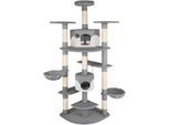 tectake® Kratzbaum, 201 cm, mit 2 Katzenhäusern, inklusive Spielkordel und Kippschutz