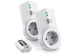 BEARWARE Dimmbare Funksteckdosen - Set mit Fernbedienung - 2er Set für den Innenbereich Indoor + 1 Fernbedienung - LED Statusanzeige
