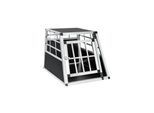 tectake® Hundetransportbox single, mit gerader Rückwand, verschließbare Gittertür, mit schützenden Kunststoffecken