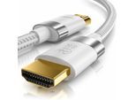 Primewire - 10m High Speed 8K HDMI Kabel 2.1 mit Ethernet ARC 3D 4K Ultra HD 7680x4320 @ 120 Hz PS4 360 TV OLED PC Laptop Beamer Monitor - Weiß/Silber