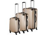 tectake® Hartschalenkoffer-Set, 3-teilig, aus robustem ABS-Kunststoff, 360° drehbare, abnehmbare Rollen, mit Sicherheits-Zahlenschloss