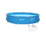 tectake® Swimming Pool, rund, reißfestes PVC-Gewebe, 360 x 76 cm