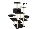 tectake® Kratzbaum, 165 cm, mit Katzenhaus, inklusive 4 Spielbällen, Kordel und Kippschutz