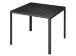 tectake® Aluminium Gartentisch, Oberfläche in Holzoptik, 2 höhenverstellbare Füße, 90 x 90 x 74,5 cm