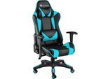 tectake® Racing Gaming Stuhl, ergonomische Form, mit verstellbarer Rückenlehne, Kunstlederbezug, abnehmbares Nacken- und Lendenkissen, Belastbarkeit 120 kg