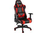 tectake® Racing Gaming Stuhl, ergonomische Form, mit verstellbarer Rückenlehne, Kunstlederbezug, abnehmbares Nacken- und Lendenkissen, Belastbarkeit 120 kg