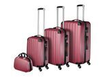 tectake® Hartschalenkoffer-Set, 4-teilig, 3 Trolleys und Beauty-Case aus robustem ABS-Kunststoff, abteilbarer Innenraum, mit TSA-Zahlenschloss