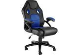 tectake® Bürostuhl, ergonomische Form, Kunstlederbezug mit Mesh-Gewebe, stufenlos höhenverstellbar