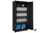 tectake® Aktenschrank, aus pulverbeschichtetem Stahl, 4 höhenverstellbare Einlegeböden, 180 x 80 x 40 cm