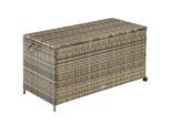 tectake® Auflagenbox, mit Aluminiumgestell und Rattangeflecht, komfortable Hubautomatik, 117 x 54 x 64 cm