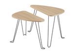 tectake® 2er Set Beistelltische, Industrial Style, dreiseitige Tischplatten mit abgerundeten Ecken, stapelbar