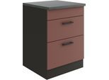 Kochfeldumbauschrank OPTIFIT "Palma", rot (rostrot, anthrazit, anthrazit), B:60cm H:84,8cm T:60cm, Spanplatte, Schränke, Kochfeldumbauschrank, Breite 60 cm, für Kochfelder, mit 2 Auszügen
