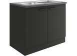 Spülenschrank OPTIFIT "Palma", schwarz (anthrazit, anthrazit, anthrazit), B:100cm H:84,8cm T:60cm, Spanplatte, Schränke, Spülenschrank, Breite 100 cm, inklusive Einbauspüle