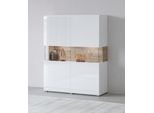 INOSIGN Highboard »Toledo,Breite 121,5 cm, trendige Hochkommode mit 2 Türen«, Hochschrank mit Glas-Partien,stylische Hochglanzfronten