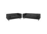 Ensemble de 2 Canapés Style Chesterfield Capitonnés en Cuir pu Noir avec Pieds en Acier Inox Top Tendance pour Salon Chic et Glamour Beliani